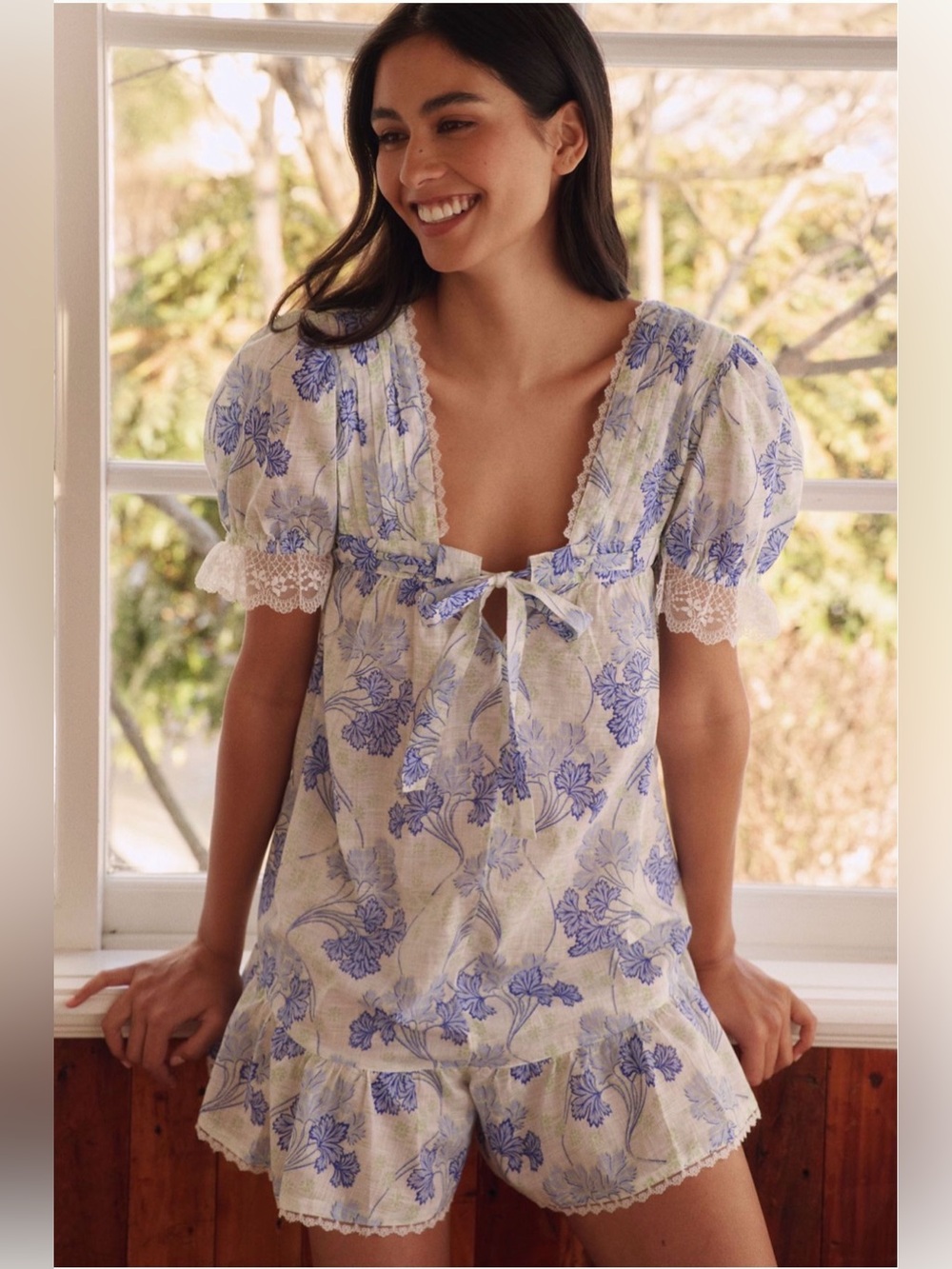Anthropologie LyreBird Puff Sleeve Romper